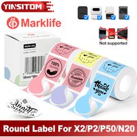 Marklife X2 Thermal Label Sticker Paper Printable Color Round 30-50mm Width Clothing Tag Commodity Price Food Self-Adhesive Tape