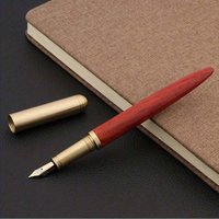 1pc brass fountain pen wooden pen rotating pen cap M nib heavy feel business gift