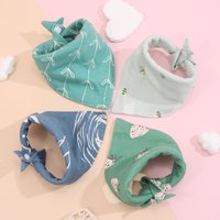 4pcs/lot Cotton Baby Bibs Triangle Burp Cloths Cartoon Saliva Towel Baby Feeding Bibs Soft Absorbent Boys Girl Saliva Towel