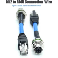 M12 8 Pin X Coding Plane Socket to RJ45 Connector Wire Cat6 RJ45 Plug to Female M12 Shielded Sensor Line for Industrial Camera
