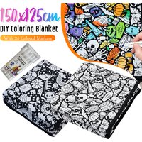 Couverture de peinture DIY 150x125cm en velours lavable, 24 couleurs, avec marqueurs pour activités artistiques de vacances et artisanat créatif