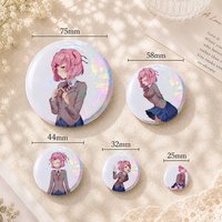 CUTE DDLC N-Natsuki Badges Brooches Personalized Tinplate Enamel Pins Creativity Printed Pictures Text Metal Lapel Gift