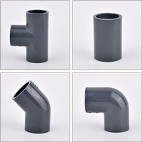 Connecteur de tuyau en PVC gris, raccords de joint de tuyau d'eau d'irrigation, té coudé droit, poisson d'aquarium, jardin précieux, 20mm, 25mm, 32mm, 40mm, 50mm, 2 pièces