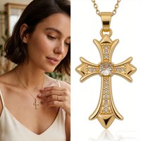 Crystal Cross Pendant Necklace Women Zircon Religious Cross Choker Christian Wedding Party Gift Jewelry Daily Wearing Jewelry