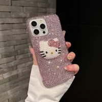 Cute Cartoon Sanrio Hello Kitty Handmade Flashing Diamond Mobile Phone Case for IPhone 17 16 15 14 13 Pro Max Phone Case