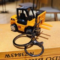 Mini Excavator Keychain Lightweight Key Ring Pendant Forklift Tractor Construction Truck Cartoon Roller Alloy Model Car Pendant