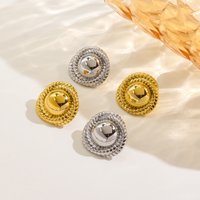 CARLIDANA Fashion Wholesale 18K Gold Plated Trendy Chunky Screw Thread Round Stainless Steel Earring Daily Jewelry for Women