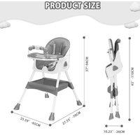 Baby Foldable High Chair for 6 Months Plus, Large Antislip Pad & Toy Rack, Easy Clean Feeding Seat, E500