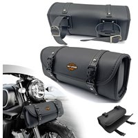 Motorcycle Bag Saddlebags PU Leather Front Fork Tail Tool Bag Luggage For Harley Davidson Softail Sportster VRSC Touring X48 883
