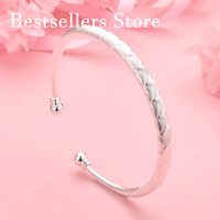 925 Sterling Silver Simple and Exquisite Wave Pattern Open Bangle for Women, Fashionable Engagement Accessory, Party Jewelry