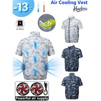 Short Sleeve Air Cooling Shirt Men4/3/2 Fans USB Summer Work Fan Jacket Outdoor Fishing Cooling Clothes