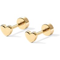 K Gold Plated White Gold Plated Posts Pair of Flat Back Stud Earrings for Women | Heart Earrings