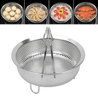 Steam Basket with Foldable Handle 304 Stainless Steel Multifunctional Colander Steam Insert for Electric Rice Cooker Pot