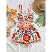 Women's vacation jumpsuit Bohemian summer jumpsuit Women's summer jumpsuit print Women's casual summer jumpsuit New Year party W