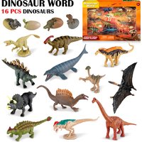 16Pcs Dinosaurs World Savage Jurassic Brachiosaurus Spinosaurus Triceratops Model Action Figures Collection Toy Kids Gift Box