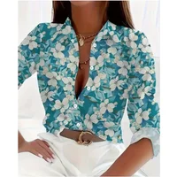New Women's Lapel Button Long Sleeved Shirt Commuting Style Christmas Halloween Printed Comfortable Shirt For Women Tops Blouses