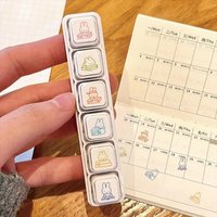 Detachable Six-in-one Miffy Rabbit Stamp DIYJournal Decoration Material Ornament Student Stationery Handmade Scrapbook Accessory