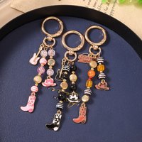 Aihua Cute Western Cowboys Keychain for Women Cowgirl Hats Boots Keyring Backpack Handbag Pendant Decor DIY Jewelry Gifts