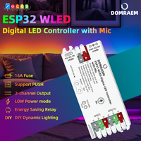 Kontroler LED DOMRAEM ESP32 WLED z adresowaniem, 16A, wymienny bezpiecznik, przesuwnik poziomów, z mikrofonem, USB-C, WS2811/12B/14/05, HA, MQTT, Alexa
