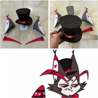 Game Hazbin Cosplay Anime Hotel Husk Cosplay Hat Ears Eyebrows Props for Halloween Christmas Party