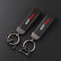 Deluxe Leather Keychain with Car Badge Keychain Pendant For Peugeot GT line