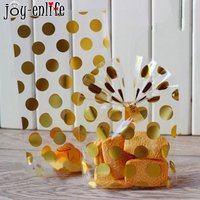 Transparent Dot Candy Packaging Bag Wedding Birthday Party Decoration Gold White Polka Dot Plastic Cellophane Bag Gift Supplies