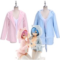 Anime Re:Life In A Different World From Zero Cosplay Rem Ram Costume Women Sexy Lovely Cat Ear Pajama Re Zero Cosplay Home Wear