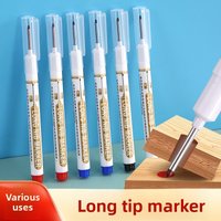 10PCS 20mm Tip Waterproof Long Head Marker Pen Quick-Dry Ink for Woodworking Construction, Deep Hole Non-Toxic Black Red Blue