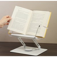 Adjustable Reading Stand360360-Degree Rotating Book Stand Foldable Desktop Bookshelf Elastic Clip Page Neck Protection Book Stan