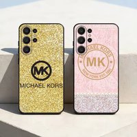 Fashion-M- MKorsES-S Soft Silicone Case for Samsung S26, S24, S21, S22, S23, S30, Ultra, Plus, FE, Lite-Black