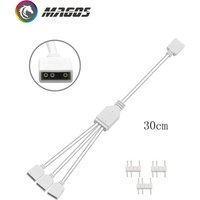 MOD White ARGB 5V 3Pin Extension Cable Adapter 30cm 1 to 1 2 3 4 5 12v 4pin Motherboard RGB SYNC Splitter for MSI ASUS