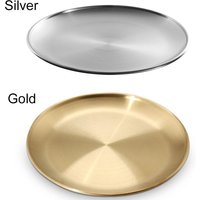 Stainless Steel Metal Dining Disc Round Bone Spitting Dish High Quality Shallow Tray Gold Silver Fruit Meat Tableware