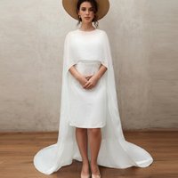 Custom Made Chiffon Wedding Capes Short Front Long Back O-neck Bride Boleros Formal Party Bridal Cloak Women Accessories