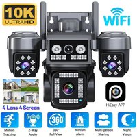 HiEasy 10K 20MP 4 lens 4 screen WiFi PTZ IP camera waterproofing color night vision auto-tracking for outdoor security cameras
