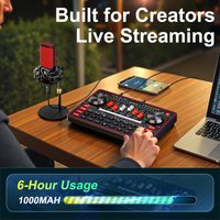 Tenlamp Live Sound Card for Streaming,Audio Interface DJ Mixer Sound Card/Board Condenser,G3 Audio Mixer for Podcast Equipment Bundle