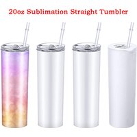 20oz Sublimation Straight Tumbler Stainless Steel Skinny Tumbler with Straw Lid Portable Bottle For Wedding Gift Cup