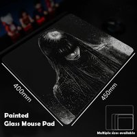 Black Cool Girl Glass Mousepad Sora Game Mouse Pad Customized Pattern Tempered Smooth Gaming Desk Mat Fps Esports Office Gaming