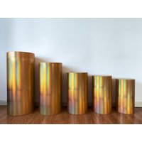 3/5Pcs Elastic Cylinder Pedestal Cloth Covers – White, Gold, Black, Silver Backdrop Cover for Cake Plinth, Wedding, Party