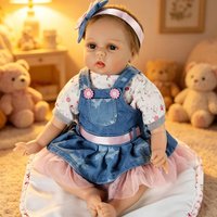22-inch Handcrafted Realistic Baby Doll, 55cm Realistic Doll, Lifelike Baby Doll (with accessories), Unisex, Toy Gift, Lifelike Baby Doll, Made from soft silicone, vinyl and cotton, Suitable for ages