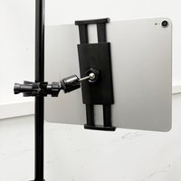 4.7-13.5" Tablet and Smartphones holder for Microphone Stand with 360-Degree Rotable Swivel Mount for Music Sheet Live Streaming