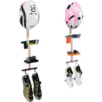 AliExpress NONE Bicycle Gear Rack 1 Set Wall Mounted Beech Wood Holder with Helmet Storage Space Saving Design for Home Garage