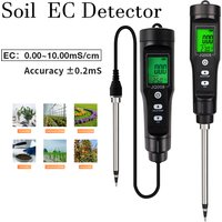 2 in 1 Soil EC/Temp Detector Handheld Soil EC Meter LCD Display Soil Tester 0.00~10.00mS/cm Conductivity Monitor for Garden