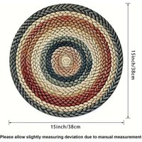 Diamond Pattern 2D Printed Round Placemat Boho Style Linen Placemat