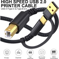 LAIHONEN USB B to USB C USB A Printer cable Type C Printer Cord Nylon BraidedWire for Yamaha casio Digital Piano Dj controller