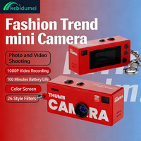 Kebidumei 1080P HD Thumb Digital Camera 0.96 Inch Retro Keychain Camera Support TF Card Mini Camcorder Video Recorder with Flash