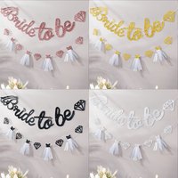 1Set Glitter Bride To Be Banner Bridal Shower Diamond Yarn Dress Garland Flags Photo Background for Wedding Bachelorett Decor