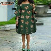 African Print Dresses for Women Raglan Sleeve Loose Waist Casual Oversized Ankara Attire Pure Cotton A2125035
