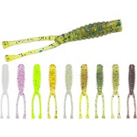 10pcs Ajing Soft Fishing Lure 0.4g 4.2cm Silicone Bass Straight Twin Bifurcies Tail Rockfish Swimbait Jigging Baits Worm