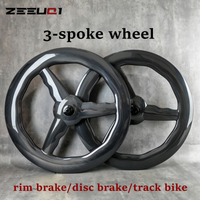 700C 3-Spoke Wave Carbon Road Bike Wheel 28mm Width Disc & Rim Brake Compatible Track Bike Tubeless Tubular Custom Logo