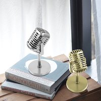 Lightweight Vintage Microphone Props Model Retro Microphone Stage Table Decor for Kids Party Pretend Toy 165mm/6.5-inch
